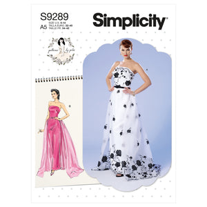 9289 Ladies Strapless Dress, Detachable Train & Belt