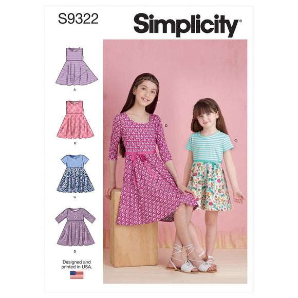 9322 Children's and Girls' Pull-on Dresses