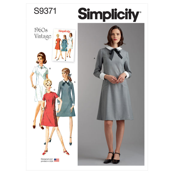 9371 Ladies and Women's Dress with Collar, Cuff and Sleeve Variations