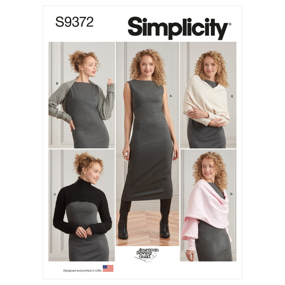 9372 Ladies Knit Dress and Shrugs