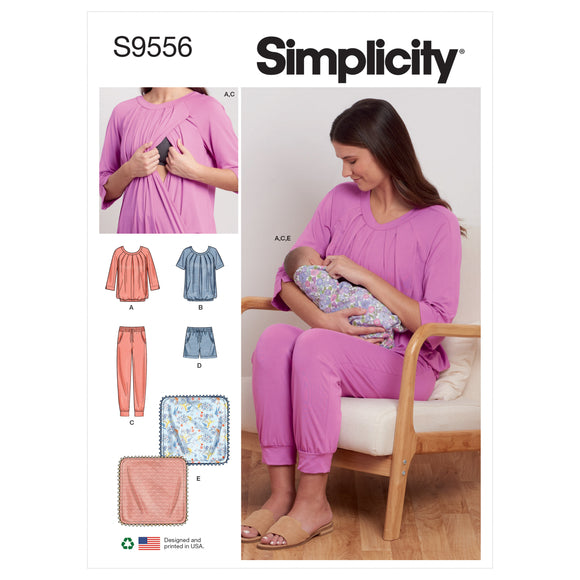 9556 Ladies Nursing Tops, Trousers, Shorts and Blanket