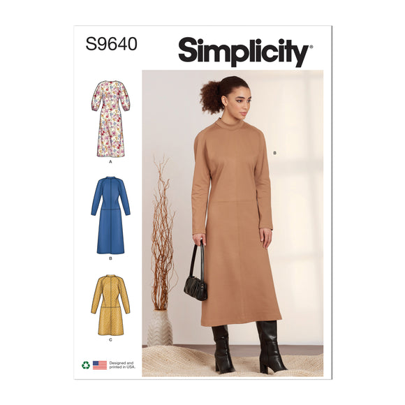 9640 Ladies Dolman Sleeve Dresses
