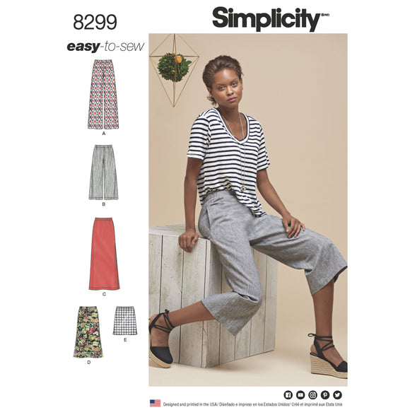 8299 Ladies Skirts or trousers in various lengths